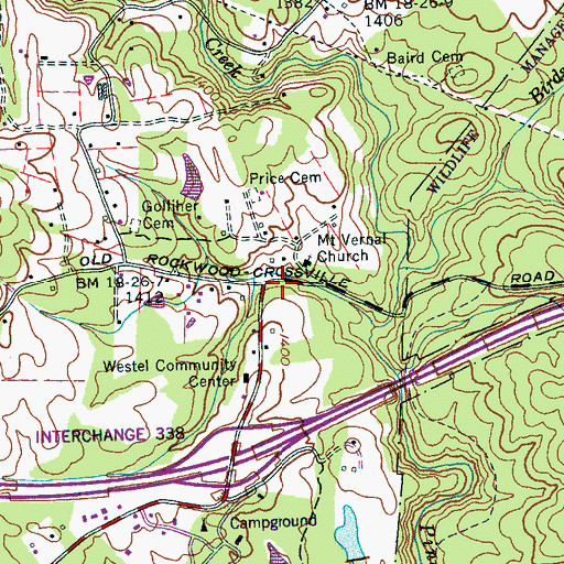 Topographic Map of Mount Vernon, TN