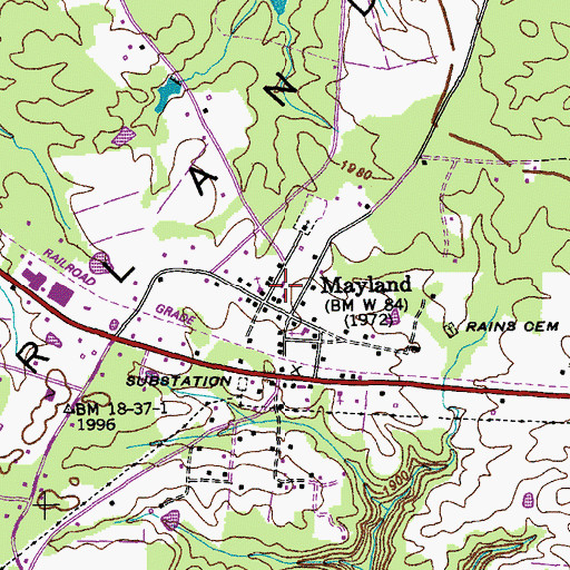 Topographic Map of Mayland Town Hall, TN