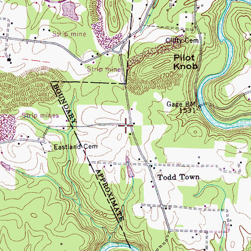 Topographic Map of Pilot Knob church (historical), TN