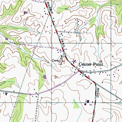 Topographic Map of Center Point Cemetery, TN