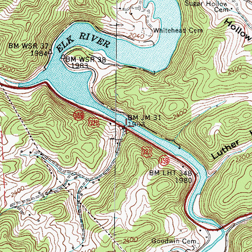 Topographic Map of Green Hollow, TN