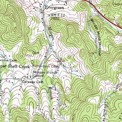 Topographic Map of Miller Hollow, TN