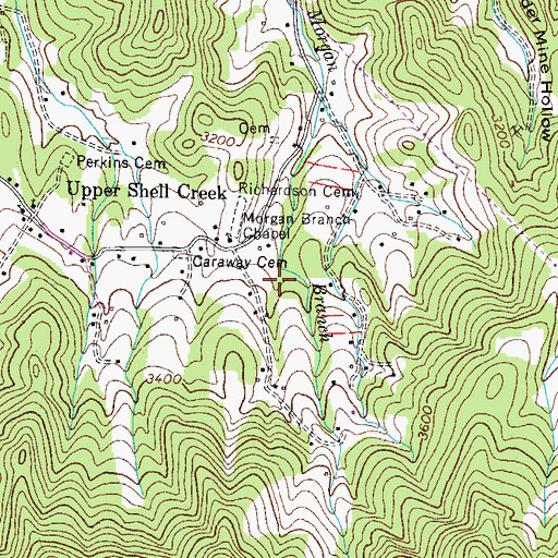 Topographic Map of Winter Hollow, TN