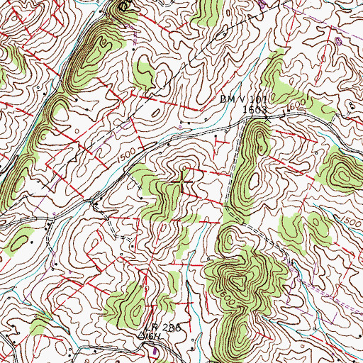 Topographic Map of Doran Hollow, TN