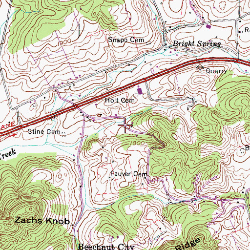 Topographic Map of Hobbs Hollow, TN