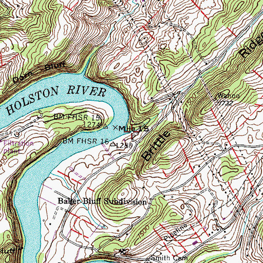 Topographic Map of Wahoo Valley, TN