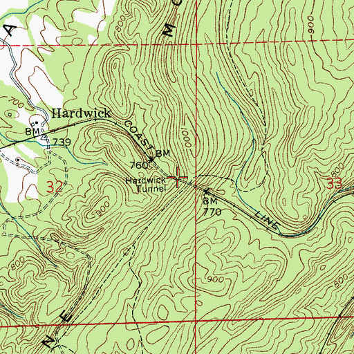 Topographic Map of Hardwick Tunnel, AL