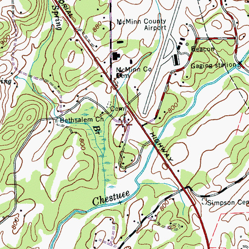Topographic Map of Bethsalem, TN