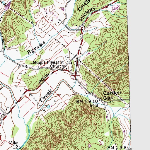 Topographic Map of Ivory, TN