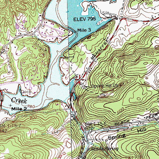 Topographic Map of Spring Hill, TN