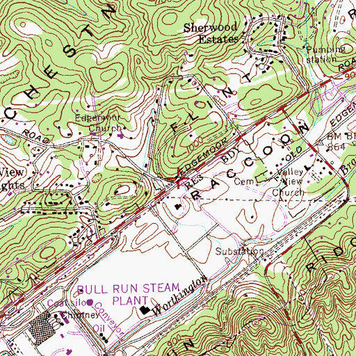 Topographic Map of Valley View, TN