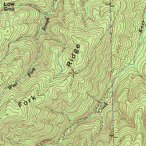 Topographic Map of Fork Ridge Trail, TN