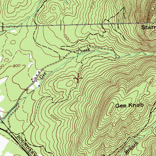 Topographic Map of Gee Creek Trail, TN