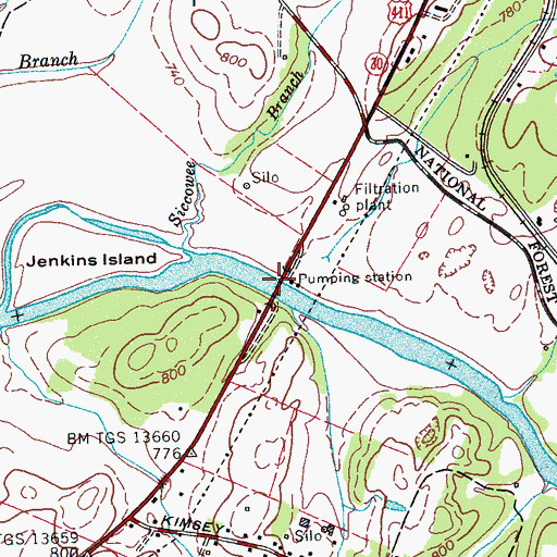 Topographic Map of Harbnson Bridge, TN