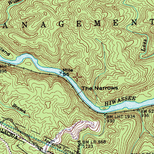 Topographic Map of John Muir National Recreation Trail, TN