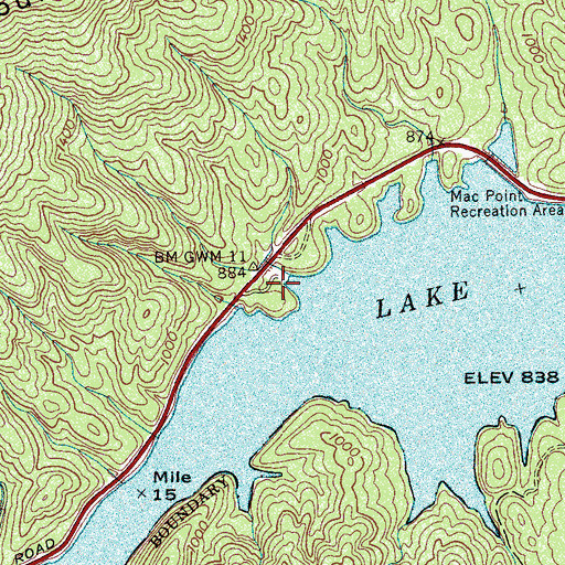 Topographic Map of Parksville Boat Ramp, TN