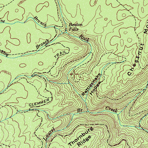 Topographic Map of Rock Creek Scenic Area, TN