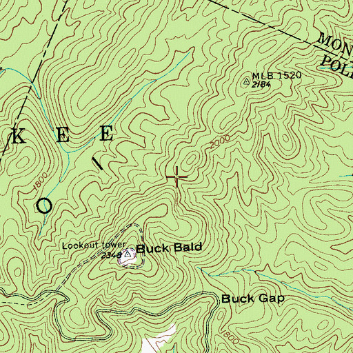 Topographic Map of Unicoi Trail, TN