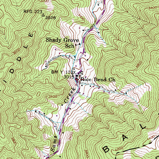 Topographic Map of Rice Bend, TN