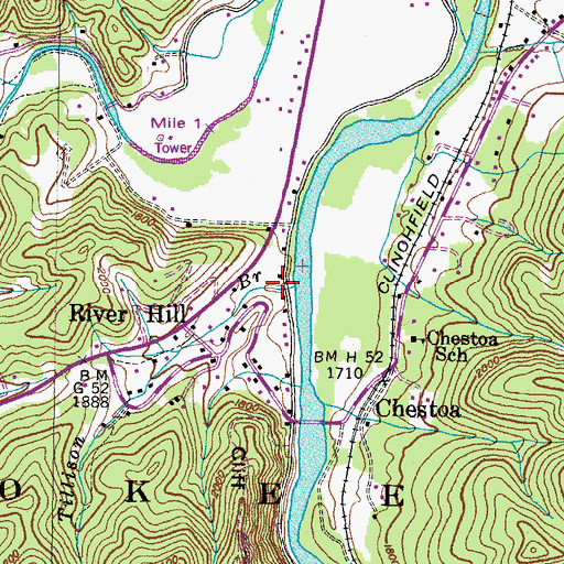 Topographic Map of River Hill Hollow, TN