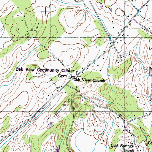Topographic Map of Oak View, TN