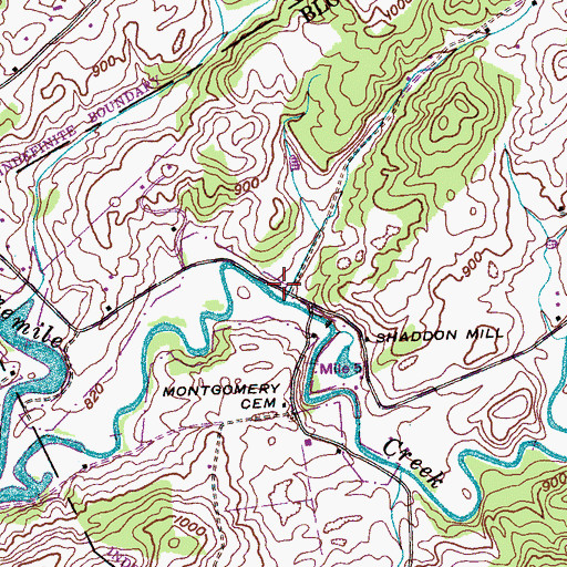 Topographic Map of Russell Hollow, TN