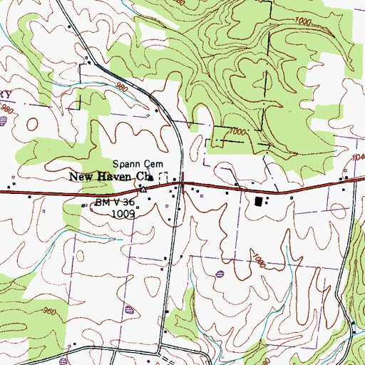 Topographic Map of New Haven, TN