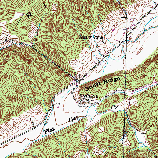Topographic Map of Cope Hollow, TN