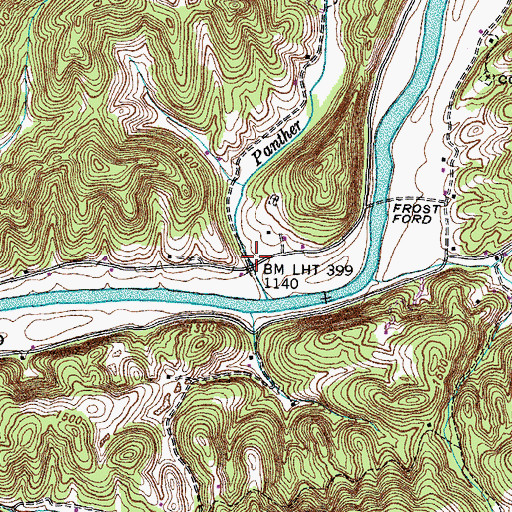 Topographic Map of Davis Hollow, TN