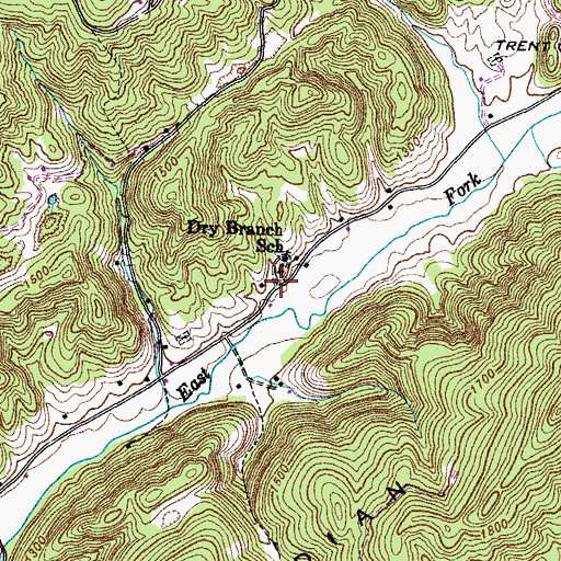 Topographic Map of Dry Branch, TN