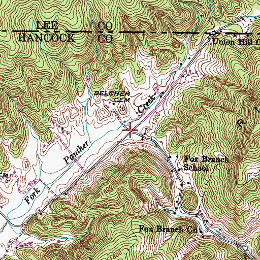Topographic Map of Fox Branch, TN