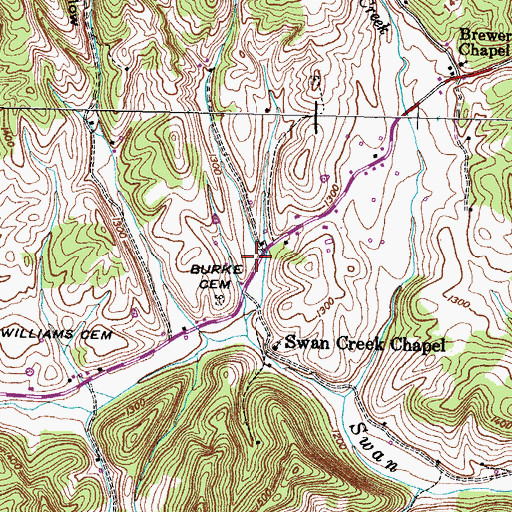 Topographic Map of Henry Barnard Hollow, TN