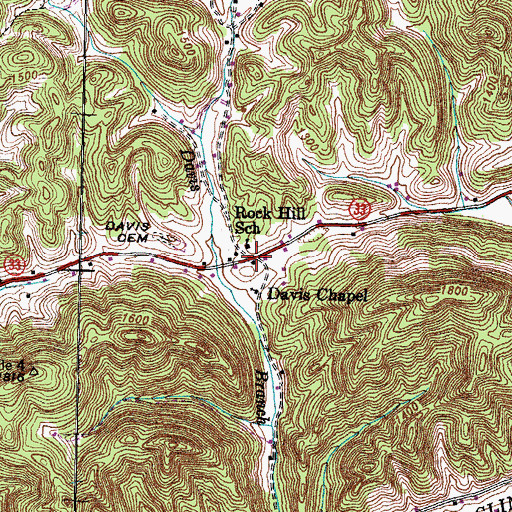 Topographic Map of Rock Hill, TN