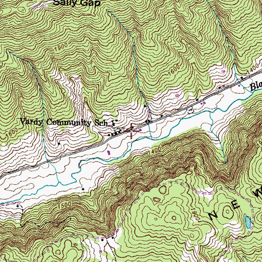 Topographic Map of Vardy, TN