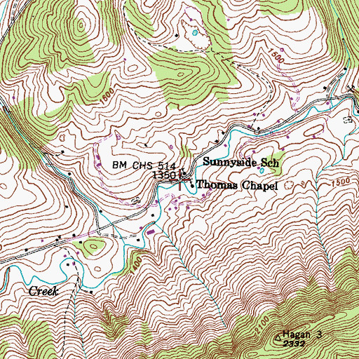 Topographic Map of Sunnyside, TN