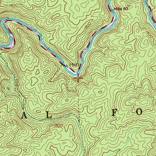 Topographic Map of Bald River Falls Recreation Area, TN