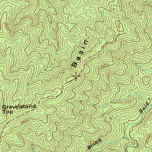Topographic Map of Basin Lead Trail, TN