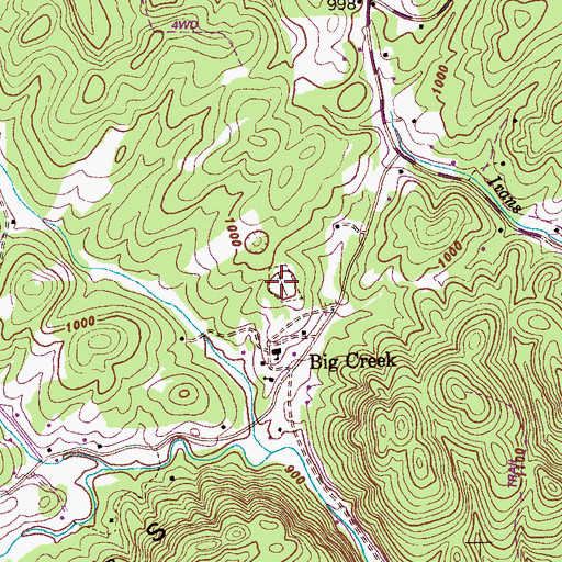 Topographic Map of Big Creek Cemetery, TN