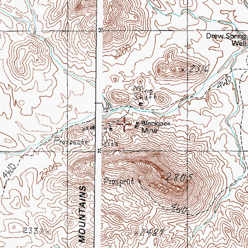 Topographic Map of Blackjack Mine, AZ