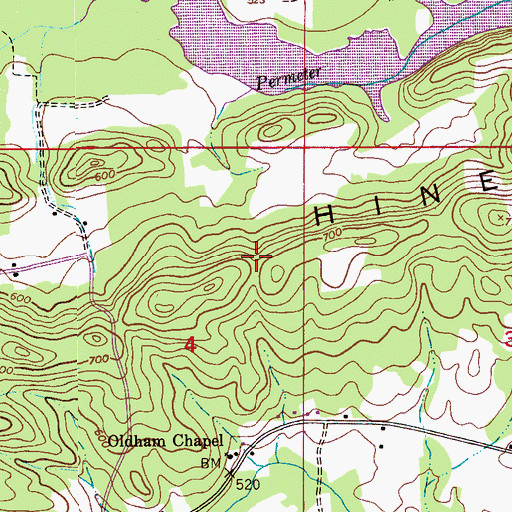 Topographic Map of Hines Mountain, AL