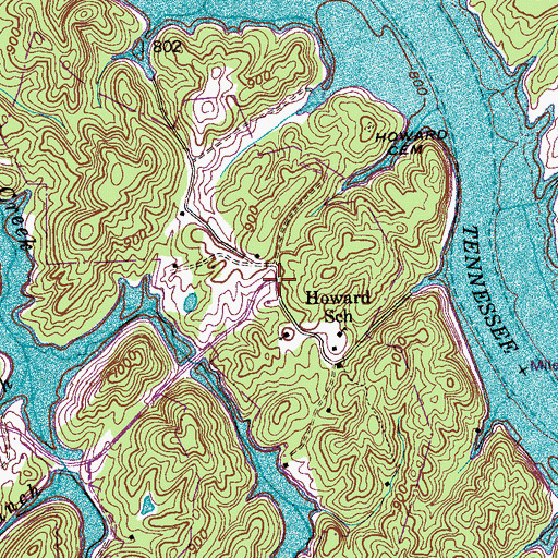 Topographic Map of Howard, TN