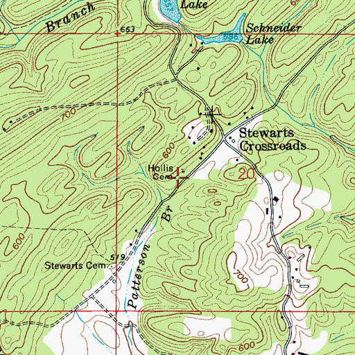 Topographic Map of Hollis Cemetery, AL