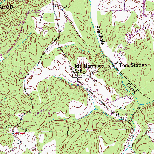 Topographic Map of Mount Harmony, TN