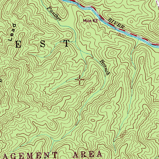 Topographic Map of Panther Branch Trail, TN