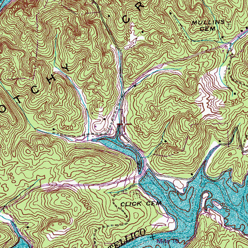 Topographic Map of Riverside, TN