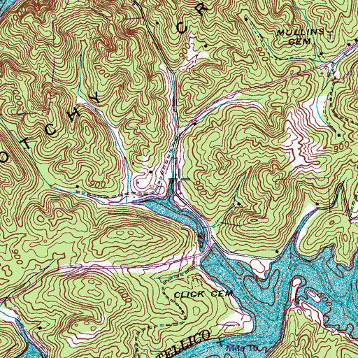 Topographic Map of Riverside, TN