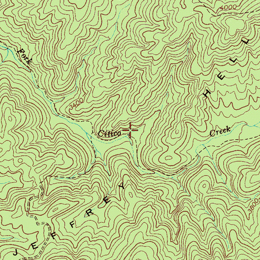 Topographic Map of South Fork Citico Trail, TN