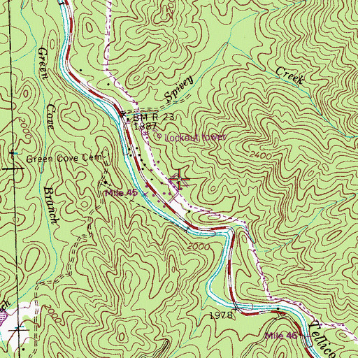 Topographic Map of Tellico River Lodge, TN