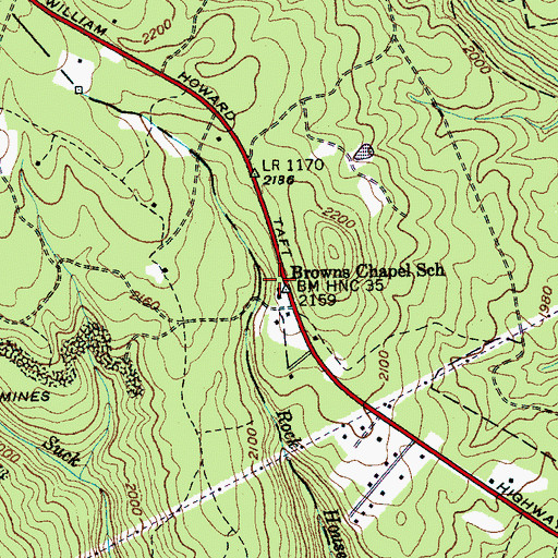 Topographic Map of Browns Chapel, TN