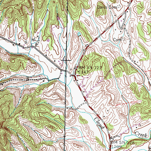 Topographic Map of Altonville, TN